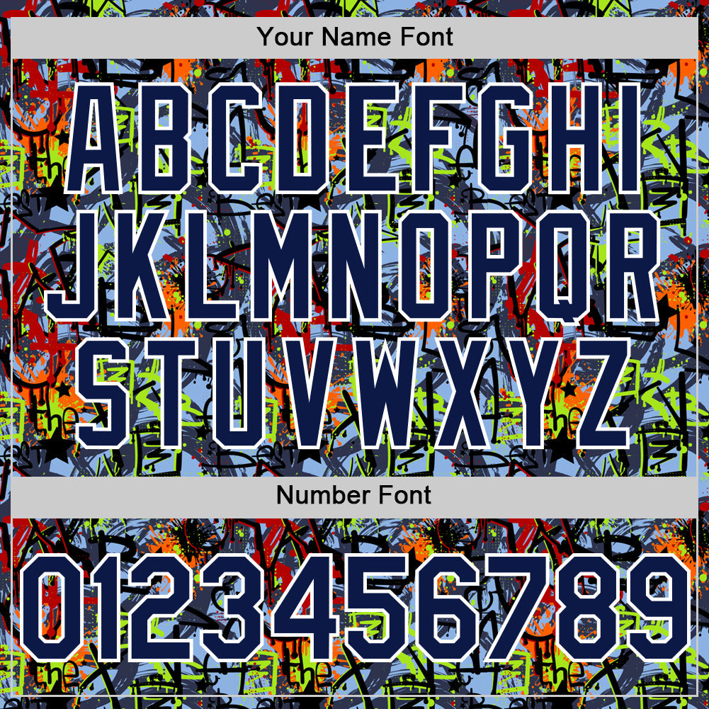 Custom Graffiti Pattern Navy-White Splatter Authentic Baseball Jersey view 5