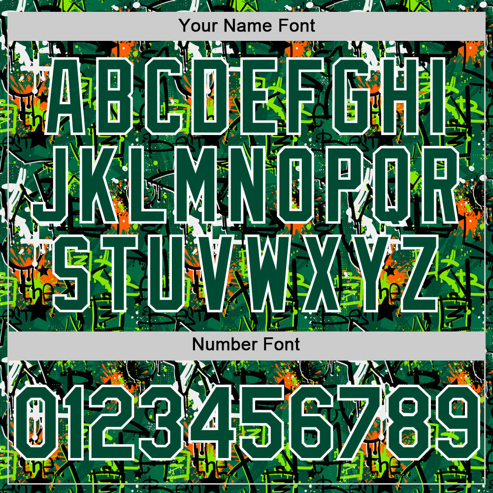 Custom Graffiti Pattern Green-White Splatter Authentic Baseball Jersey view 5