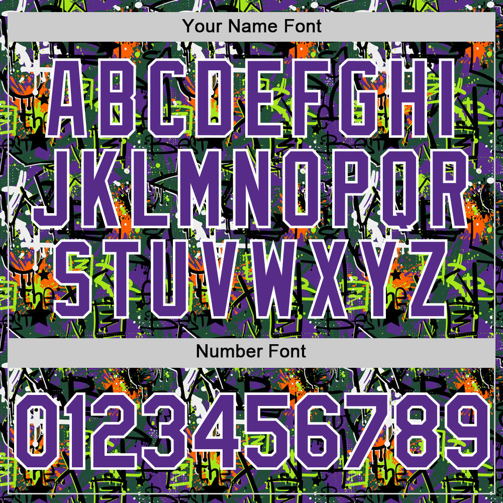 Custom Graffiti Pattern Purple-White Splatter Authentic Baseball Jersey view 5