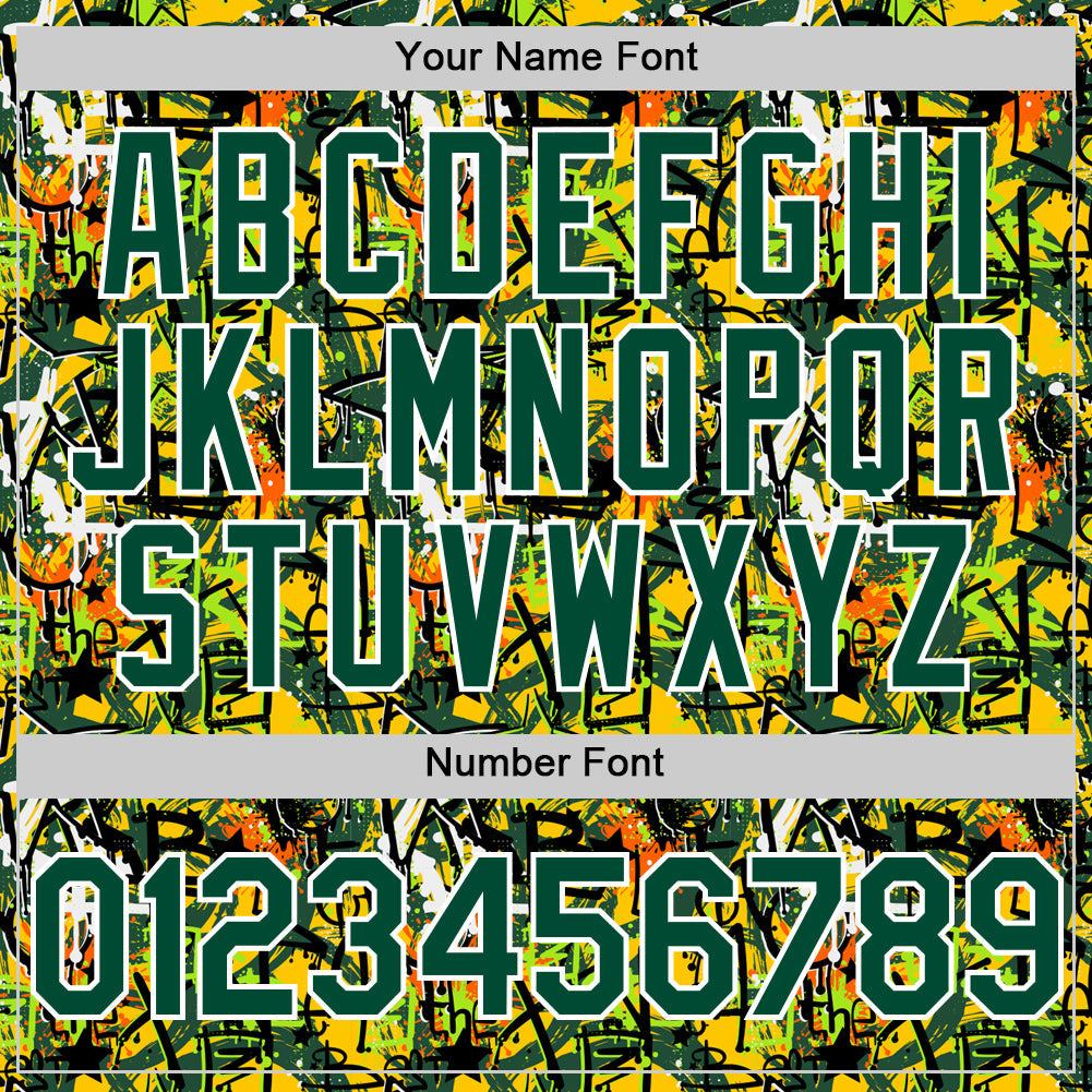 Custom Graffiti Pattern Green-White Splatter Authentic Baseball Jersey view 5
