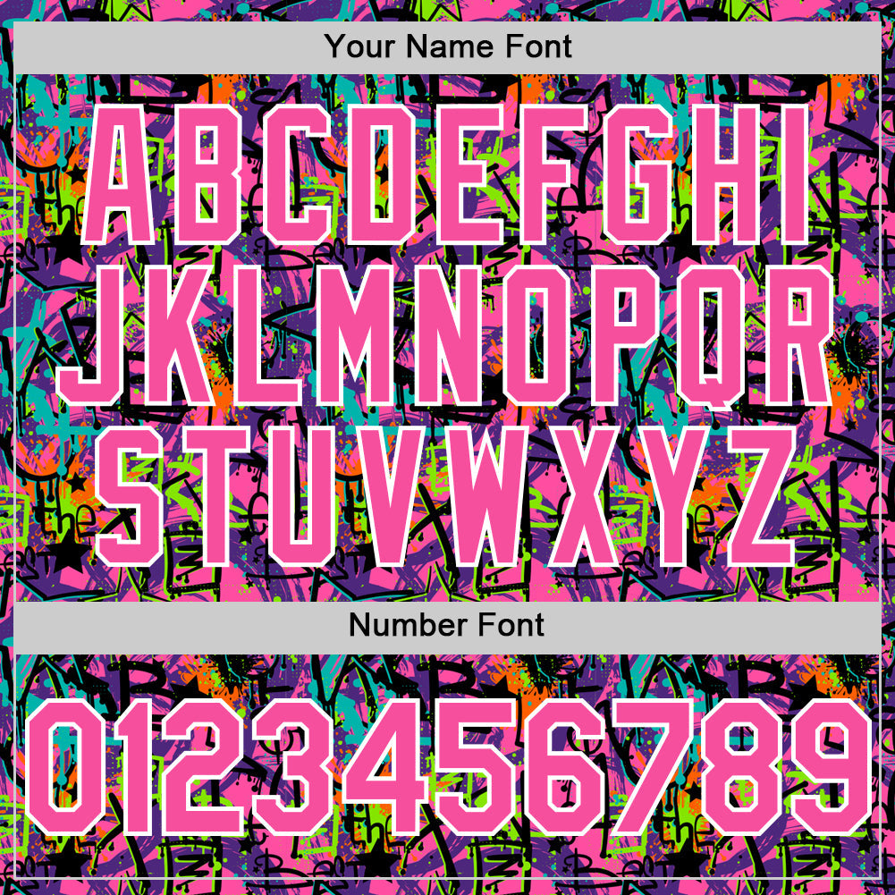 Custom Graffiti Pattern Pink-White Splatter Authentic Baseball Jersey view 5