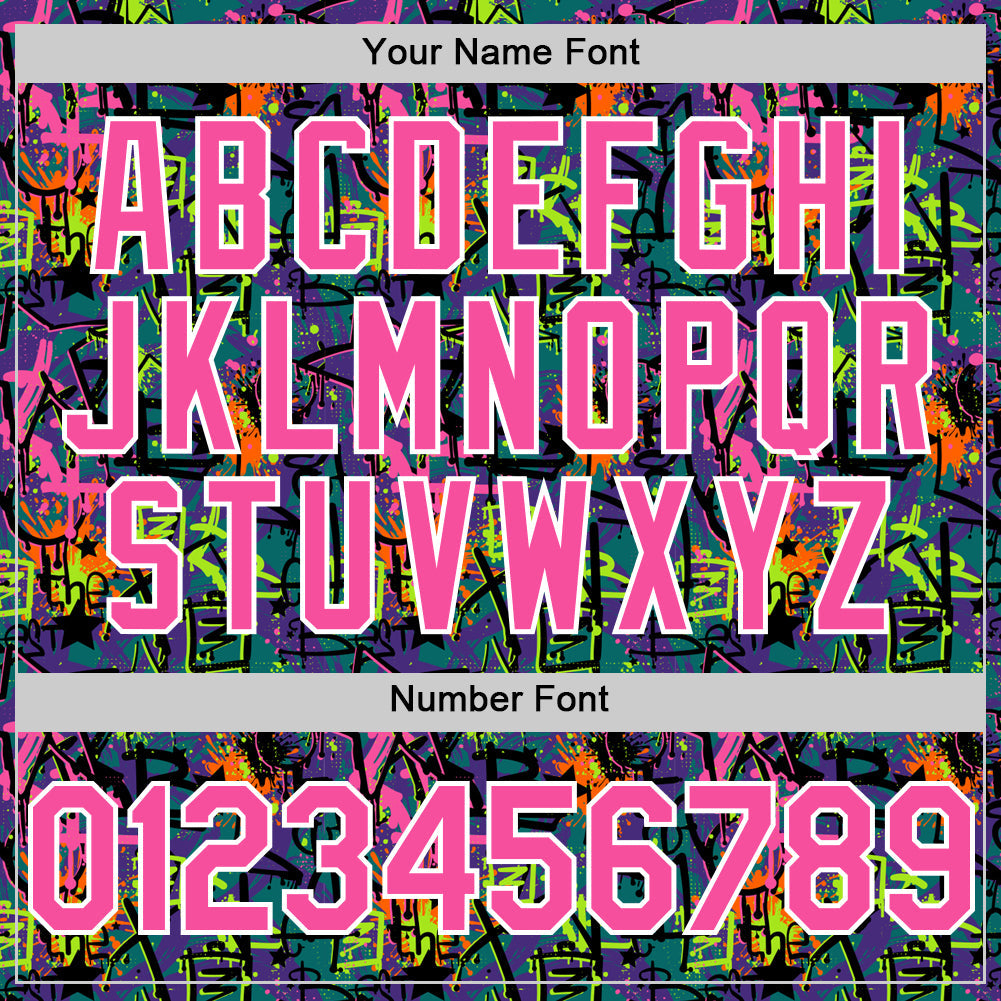 Custom Graffiti Pattern Pink-White Splatter Authentic Baseball Jersey view 5
