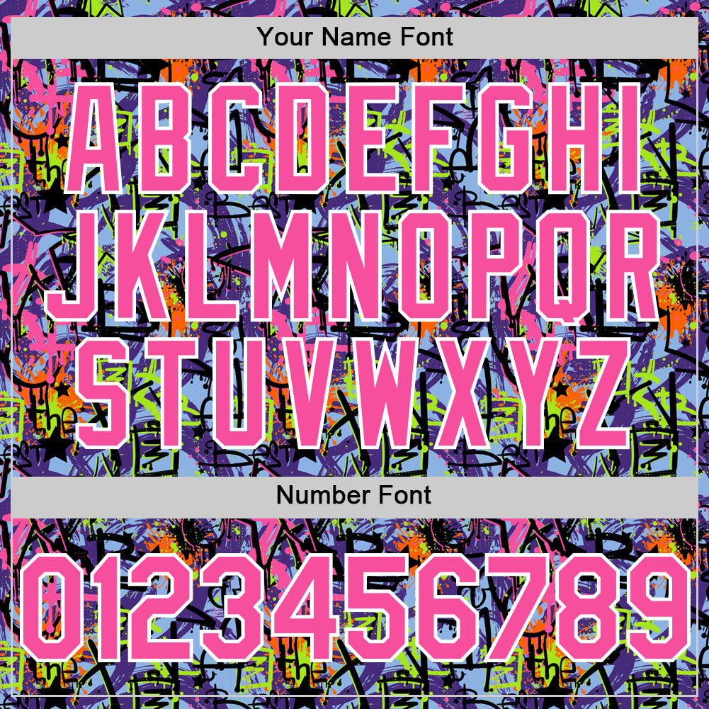 Custom Graffiti Pattern Pink-White Splatter Authentic Baseball Jersey view 5