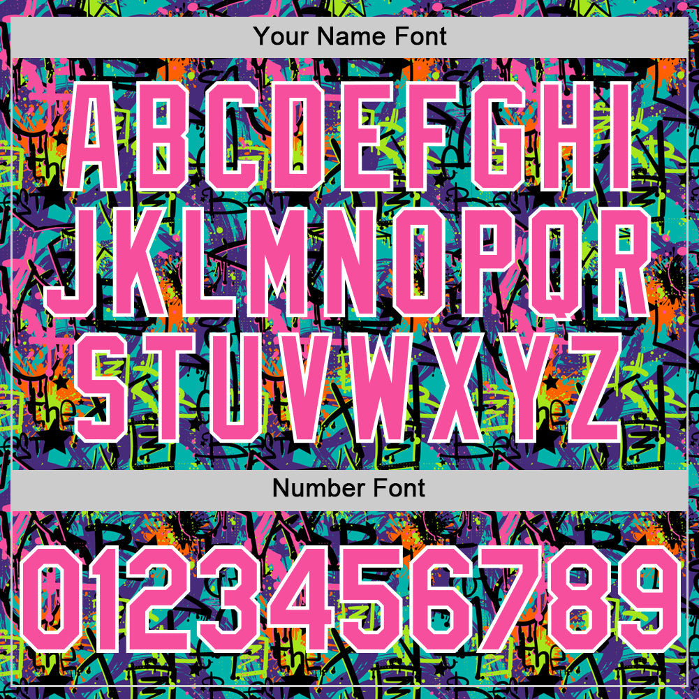 Custom Graffiti Pattern Pink-White Splatter Authentic Baseball Jersey view 5
