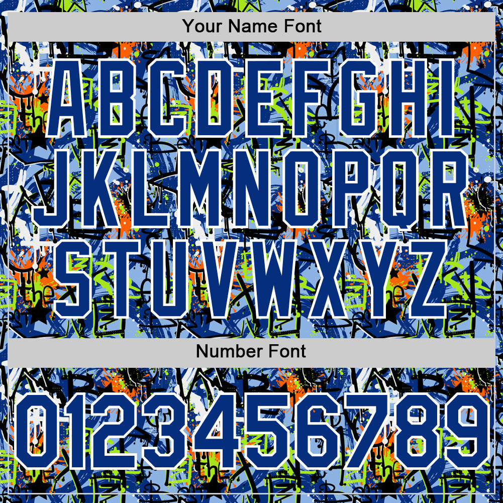 Custom Graffiti Pattern Royal-White Splatter Authentic Baseball Jersey view 5