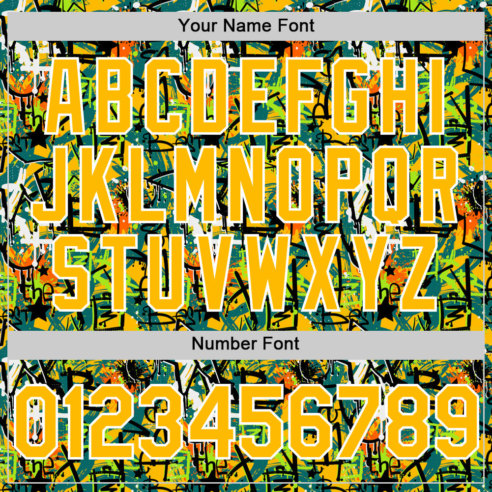 Custom Graffiti Pattern Gold-White Splatter Authentic Baseball Jersey view 5