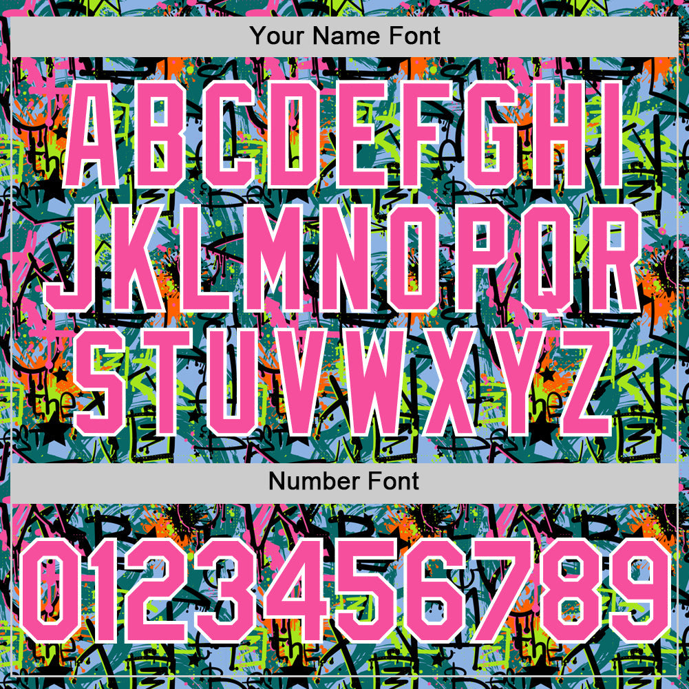 Custom Graffiti Pattern Pink-White Splatter Authentic Baseball Jersey view 5