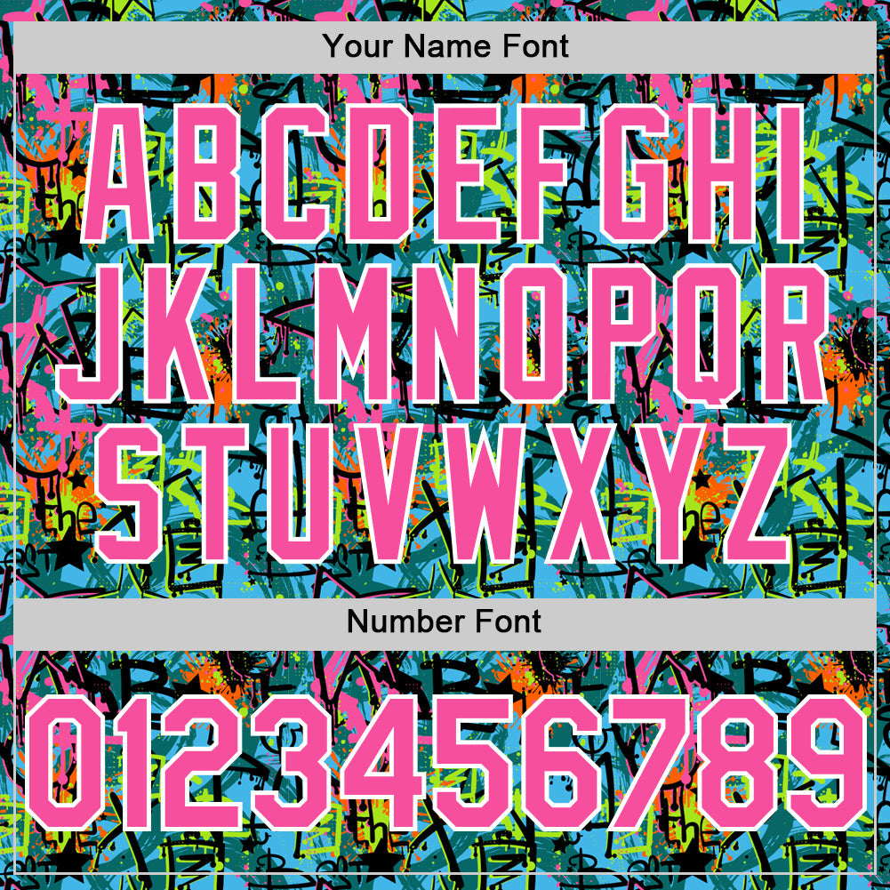 Custom Graffiti Pattern Pink-White Splatter Authentic Baseball Jersey view 5
