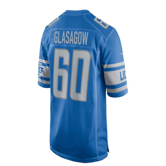 D.Lions #60 Graham Glasgow Game Jersey - Blue Stitched American Football Jerseys - Main View