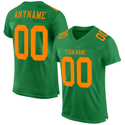 Custom Grass Green Bay Orange Mesh Authentic Football Jersey - Main View