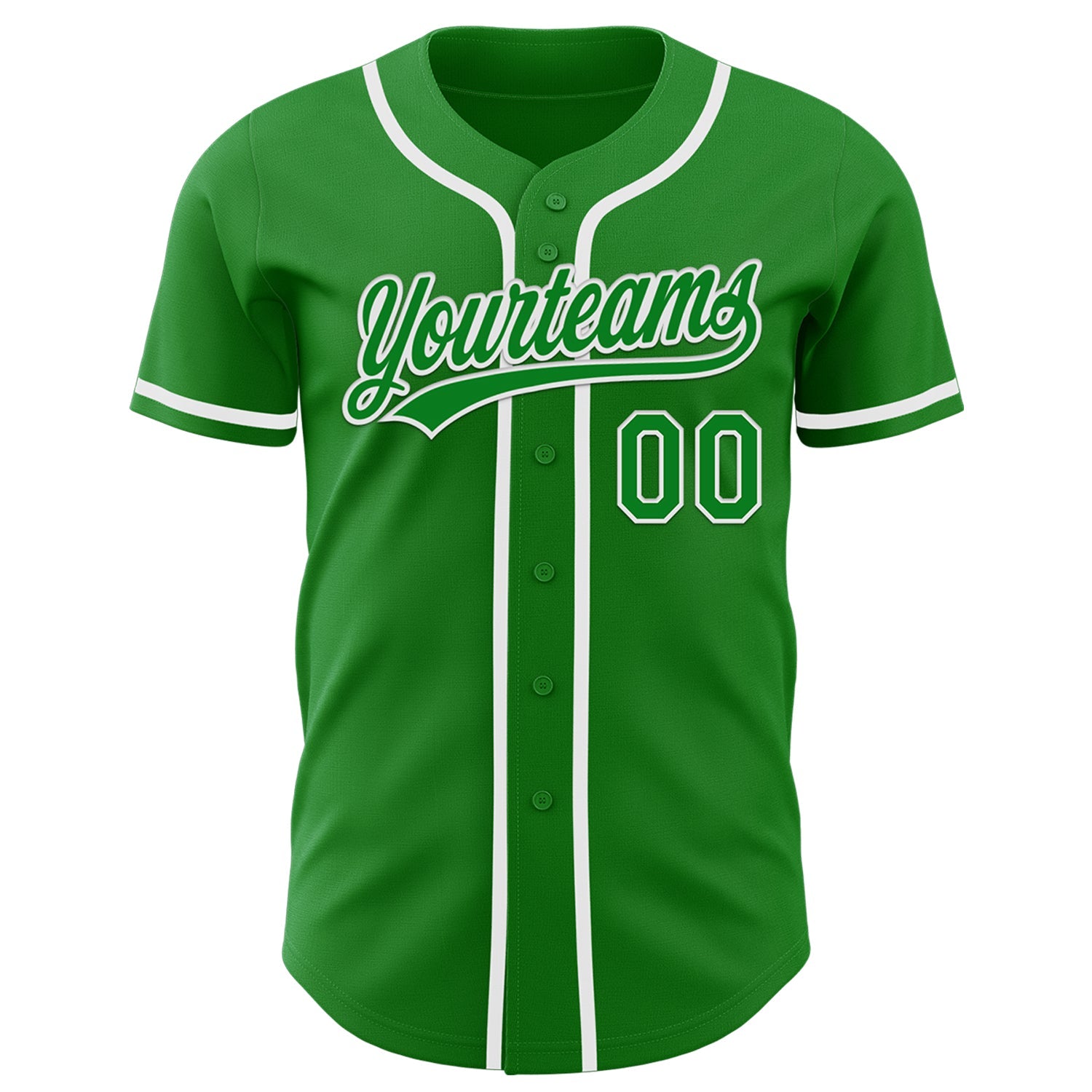 Custom Grass Green White Authentic Baseball Jersey view 2