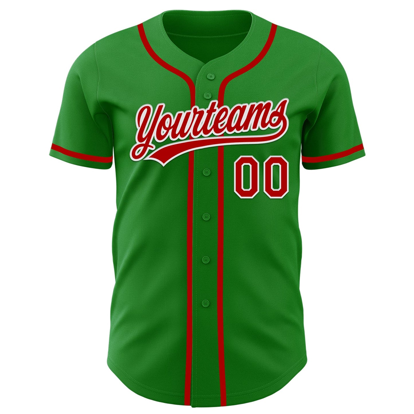 Custom Grass Green Red-White Authentic Baseball Jersey view 2