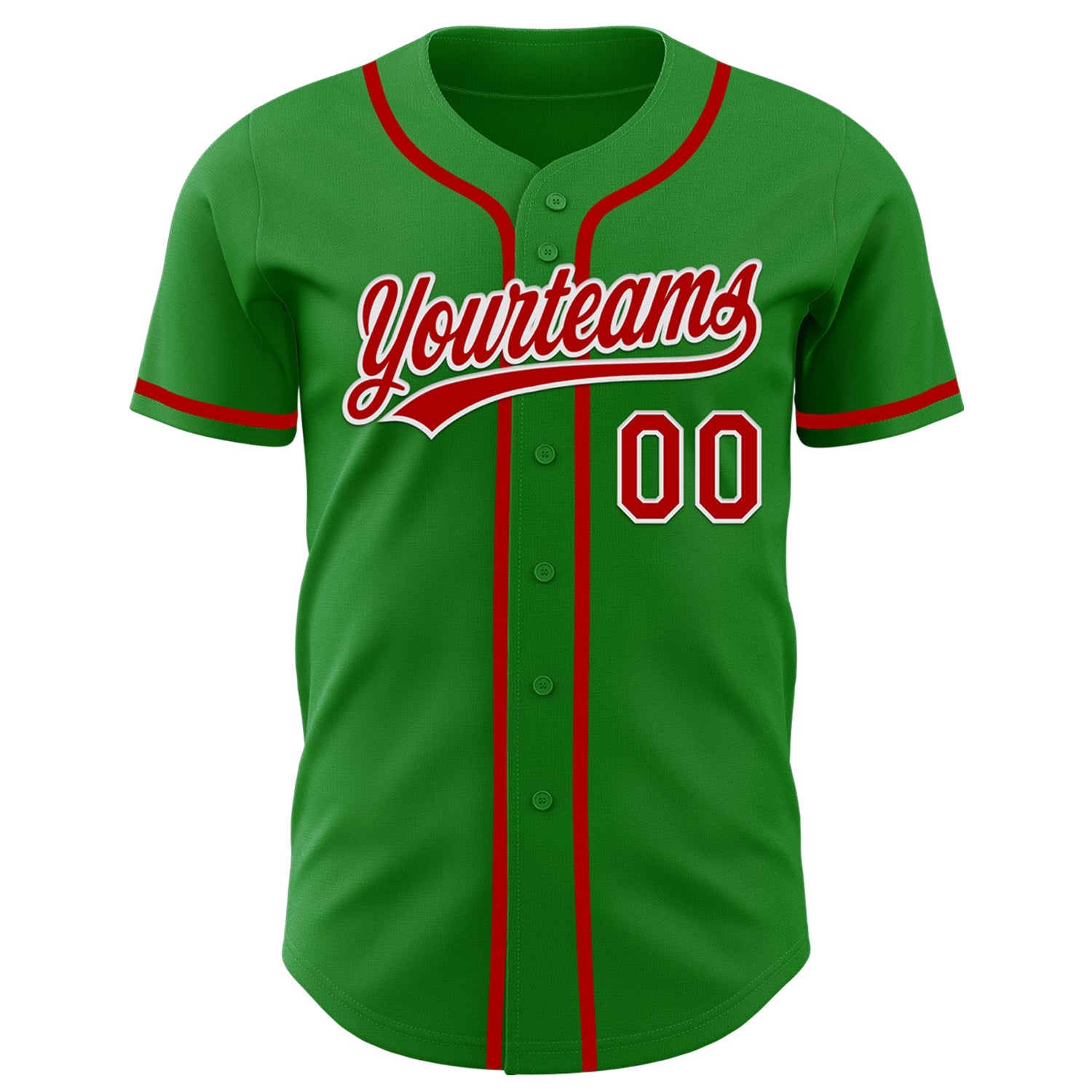 Custom Grass Green Red-White Authentic Baseball Jersey view 2