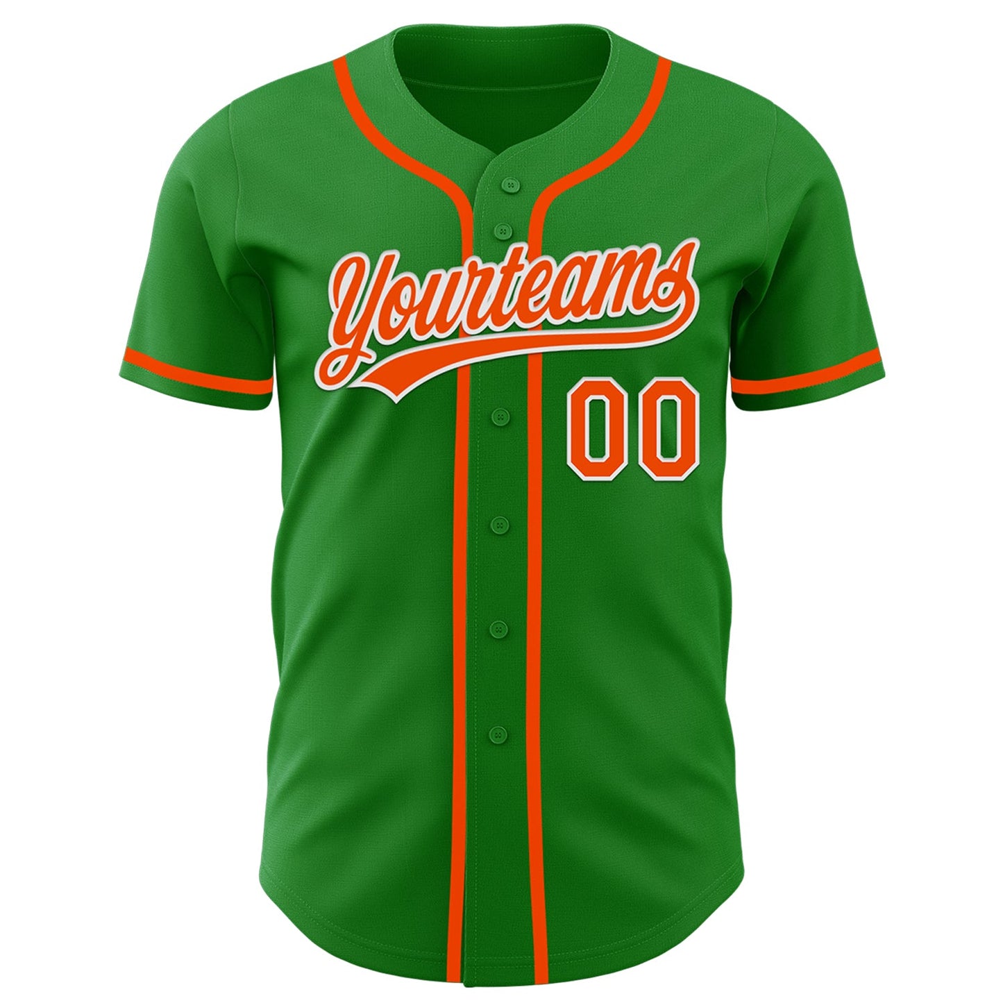 Custom Grass Green Orange-White Authentic Baseball Jersey view 2