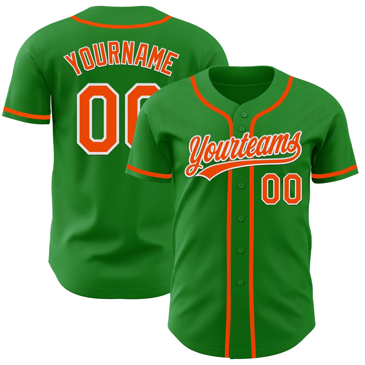 Custom Grass Green Orange-White Authentic Baseball Jersey - Main View