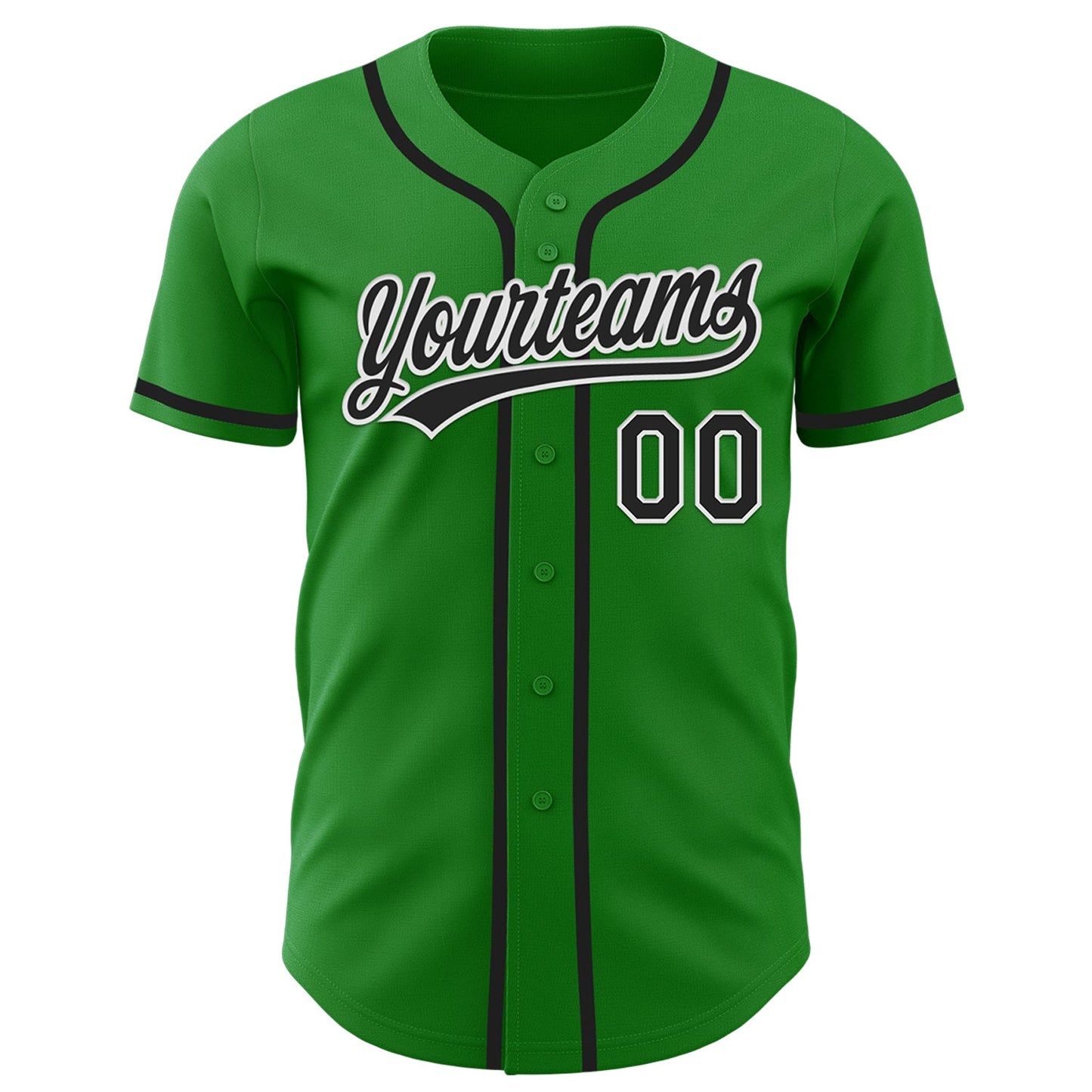 Custom Grass Green Black-White Authentic Baseball Jersey view 2