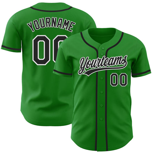 Custom Grass Green Black-White Authentic Baseball Jersey - Main View