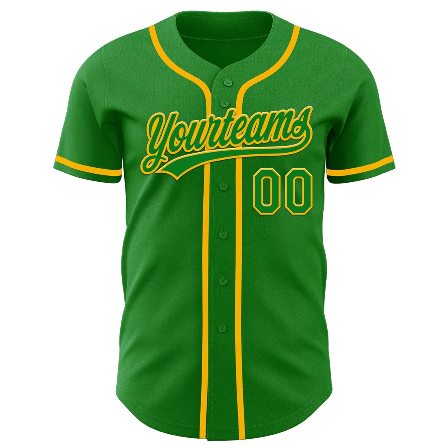 Custom Grass Green Gold Authentic Baseball Jersey view 2