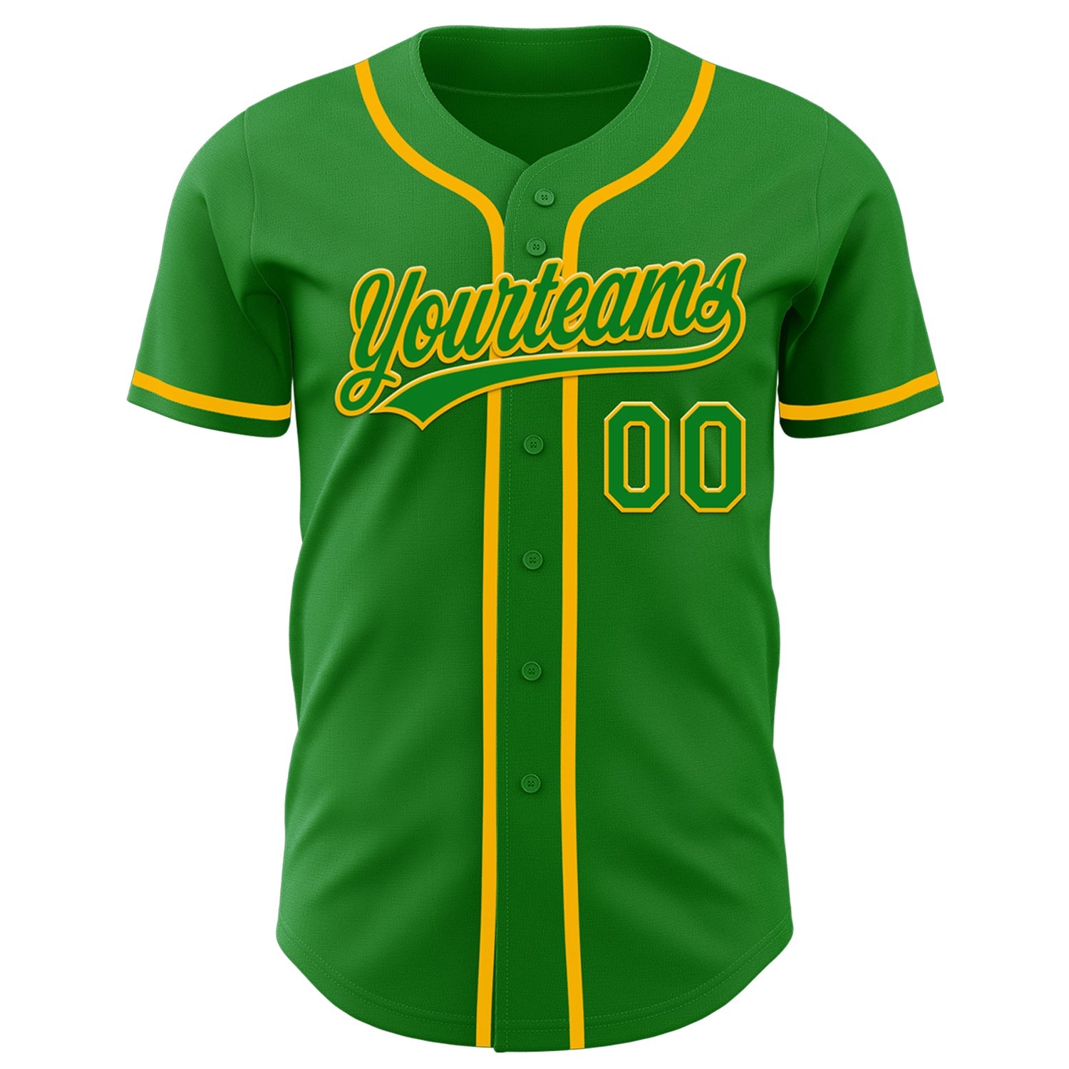 Custom Grass Green Gold Authentic Baseball Jersey view 2