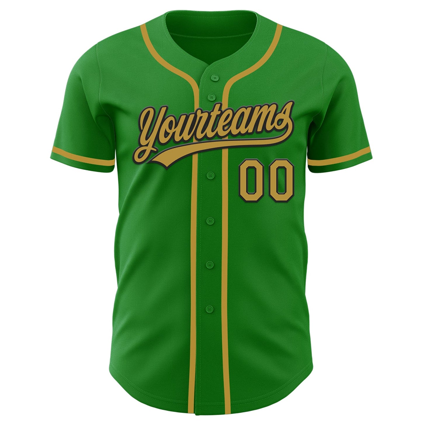 Custom Grass Green Old Gold-Black Authentic Baseball Jersey view 2