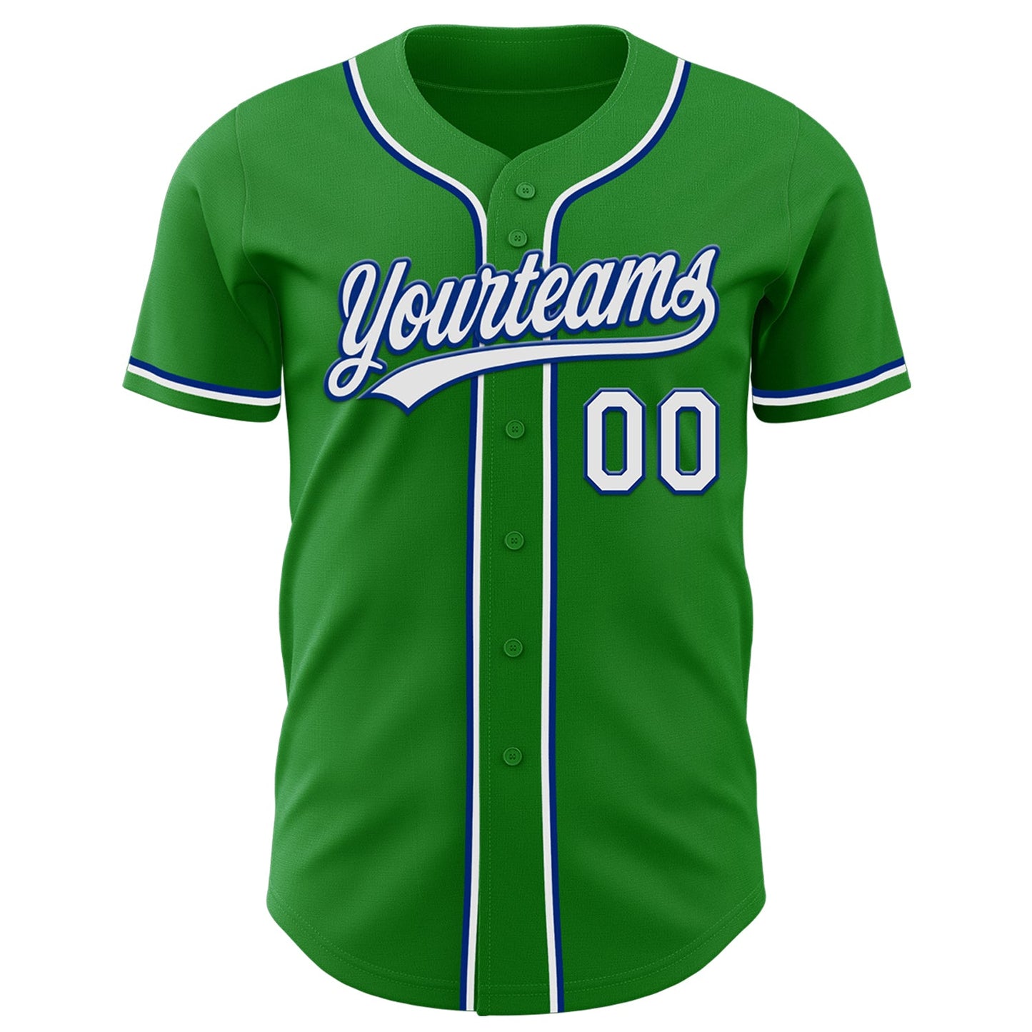 Custom Grass Green White-Royal Authentic Baseball Jersey view 2