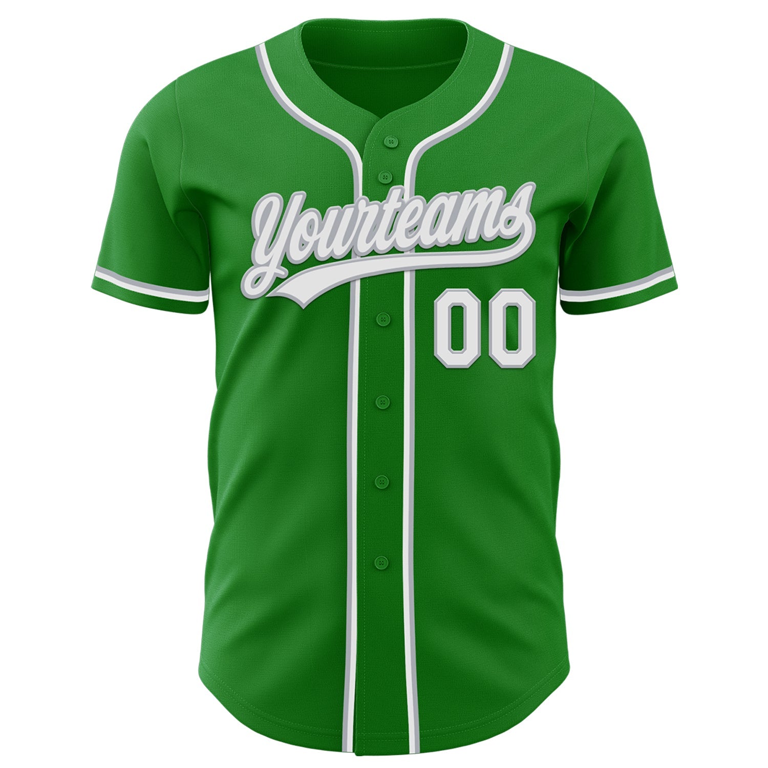 Custom Grass Green White-Gray Authentic Baseball Jersey view 2