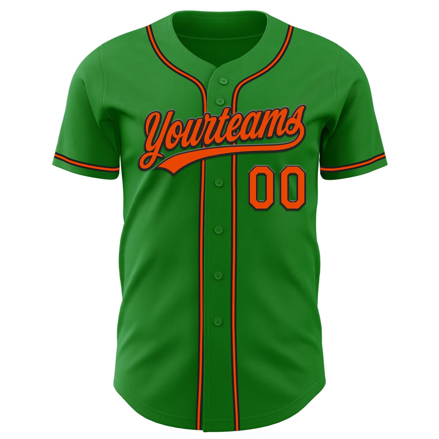 Custom Grass Green Orange-Black Authentic Baseball Jersey view 2