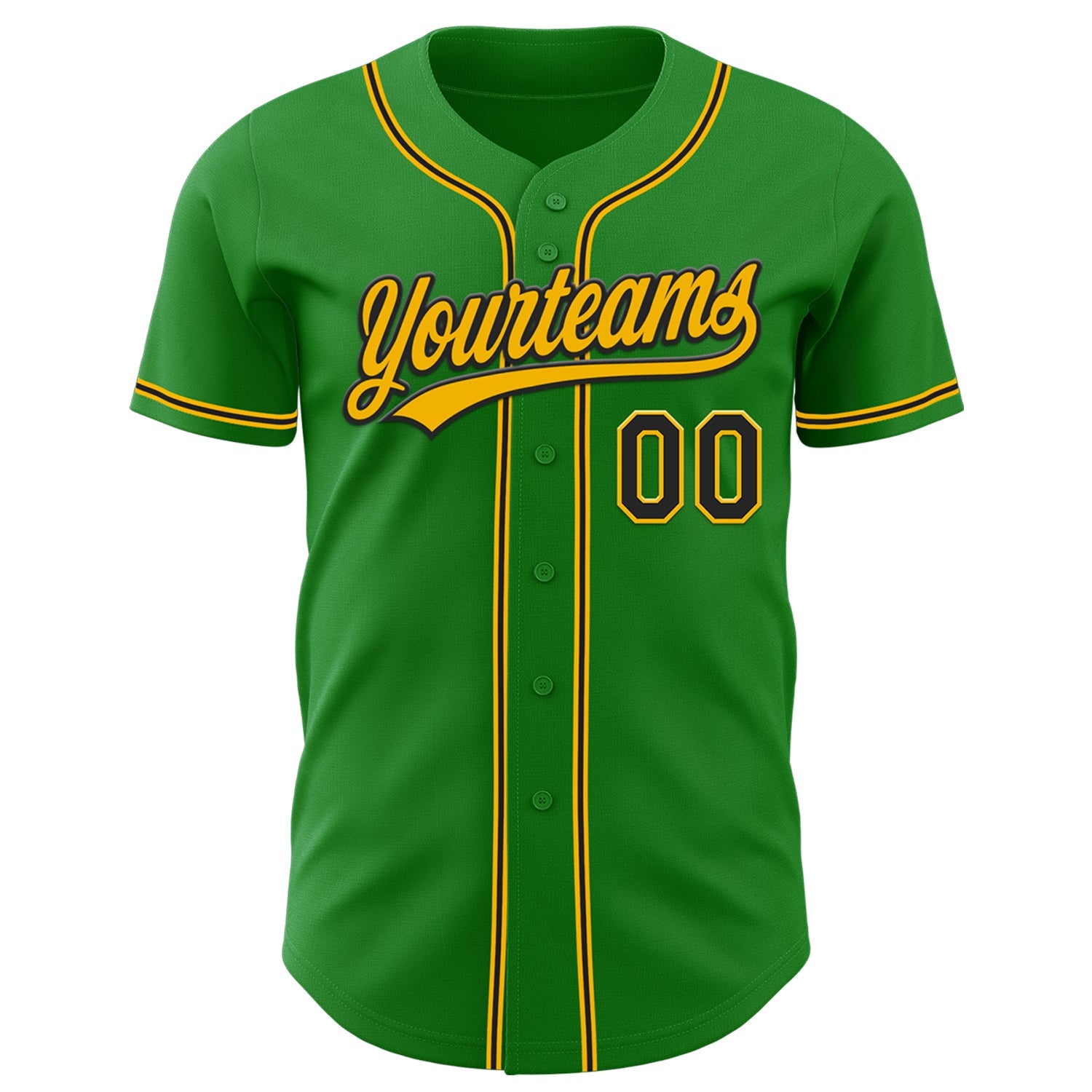 Custom Grass Green Black-Gold Authentic Baseball Jersey view 2