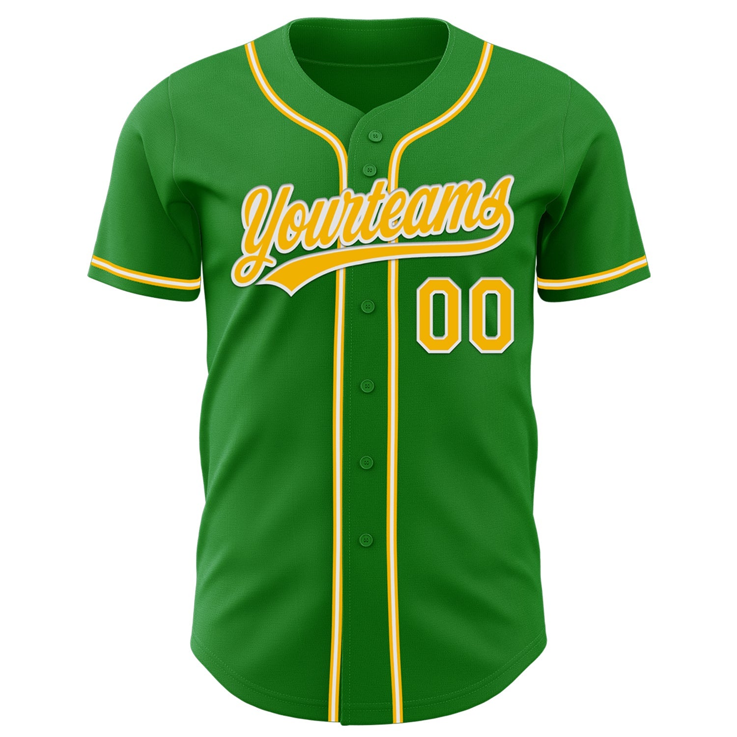 Custom Grass Green Gold-White Authentic Baseball Jersey view 2