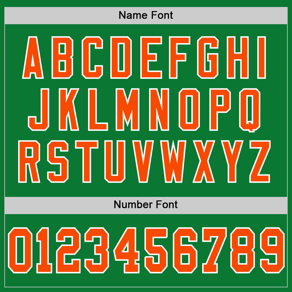 Custom Grass Green Orange-White Mesh Authentic Throwback Football Jersey view 4