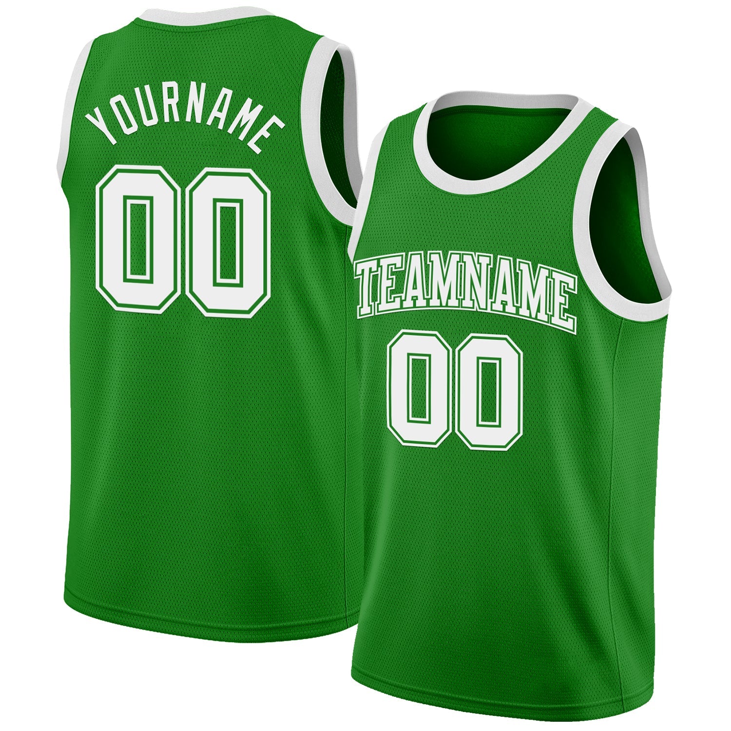 Custom Grass Green White Authentic Basketball Jersey - Main View