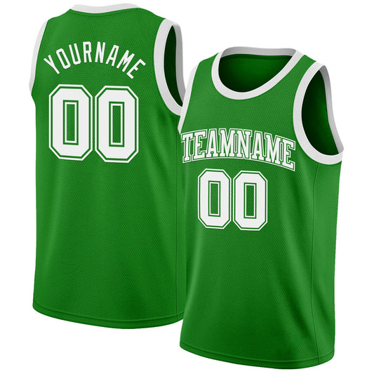 Custom Grass Green White Authentic Basketball Jersey - Main View