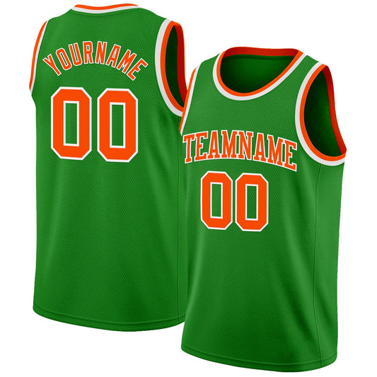Custom Grass Green Orange-White Authentic Basketball Jersey - Main View