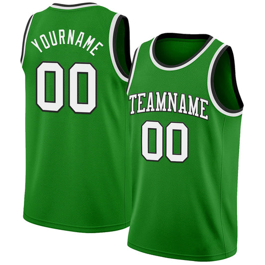 Custom Grass Green White-Black Authentic Basketball Jersey - Main View