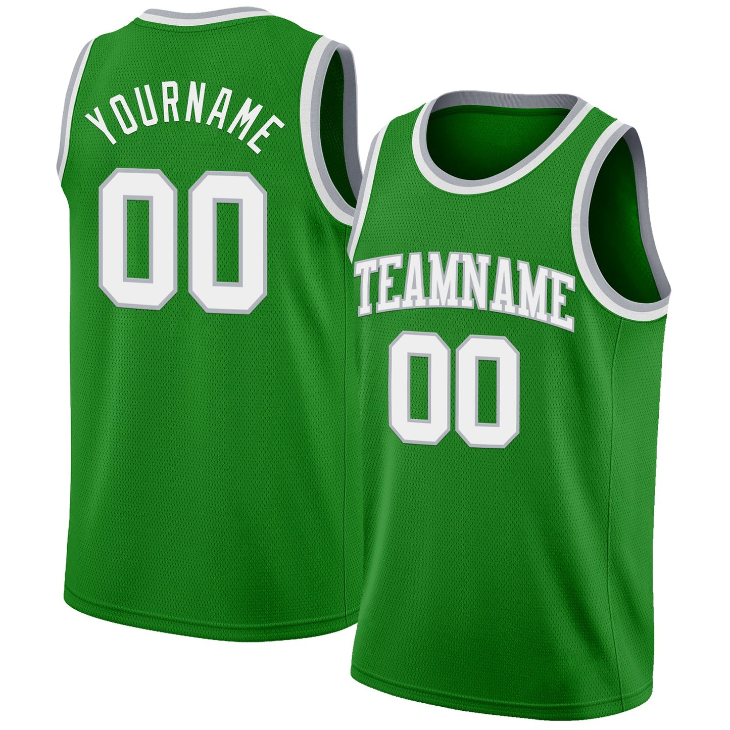 Custom Grass Green White-Gray Authentic Basketball Jersey - Main View