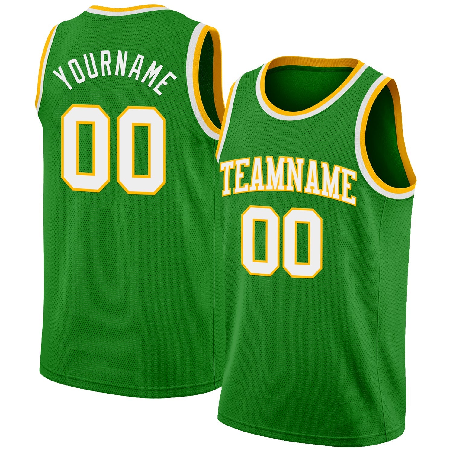 Custom Grass Green White-Gold Authentic Basketball Jersey - Main View