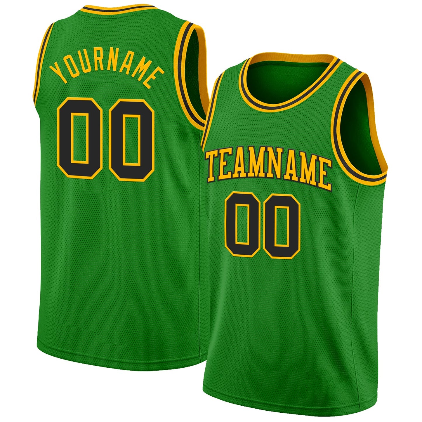 Custom Grass Green Black-Gold Authentic Basketball Jersey - Main View