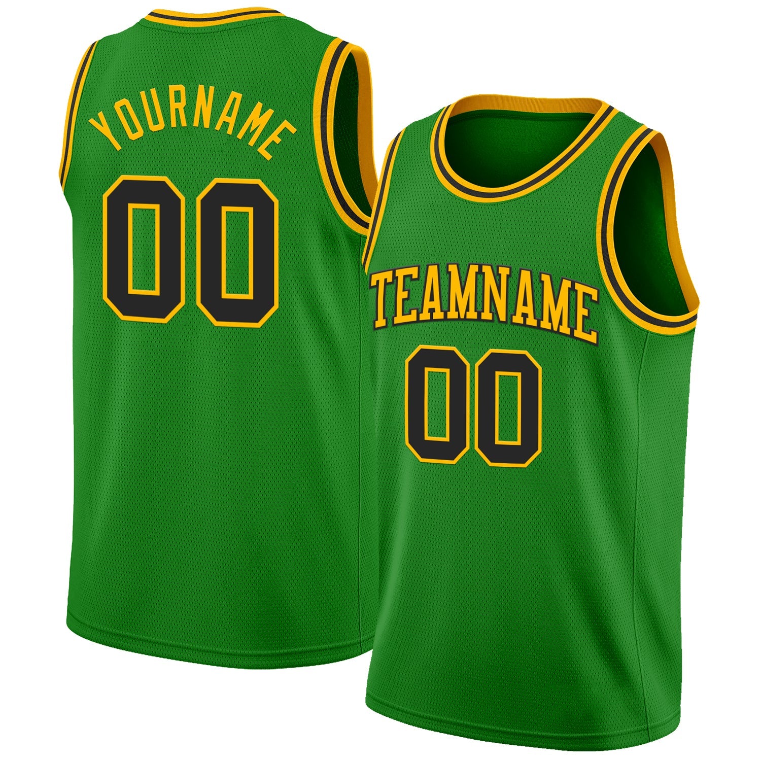 Custom Grass Green Black-Gold Authentic Basketball Jersey - Main View