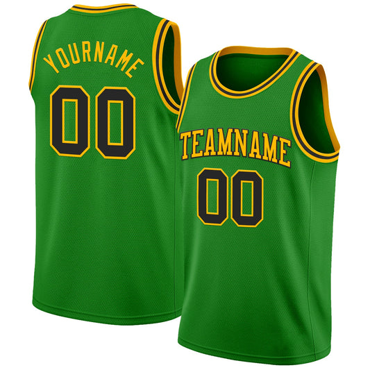 Custom Grass Green Black-Gold Authentic Basketball Jersey - Main View