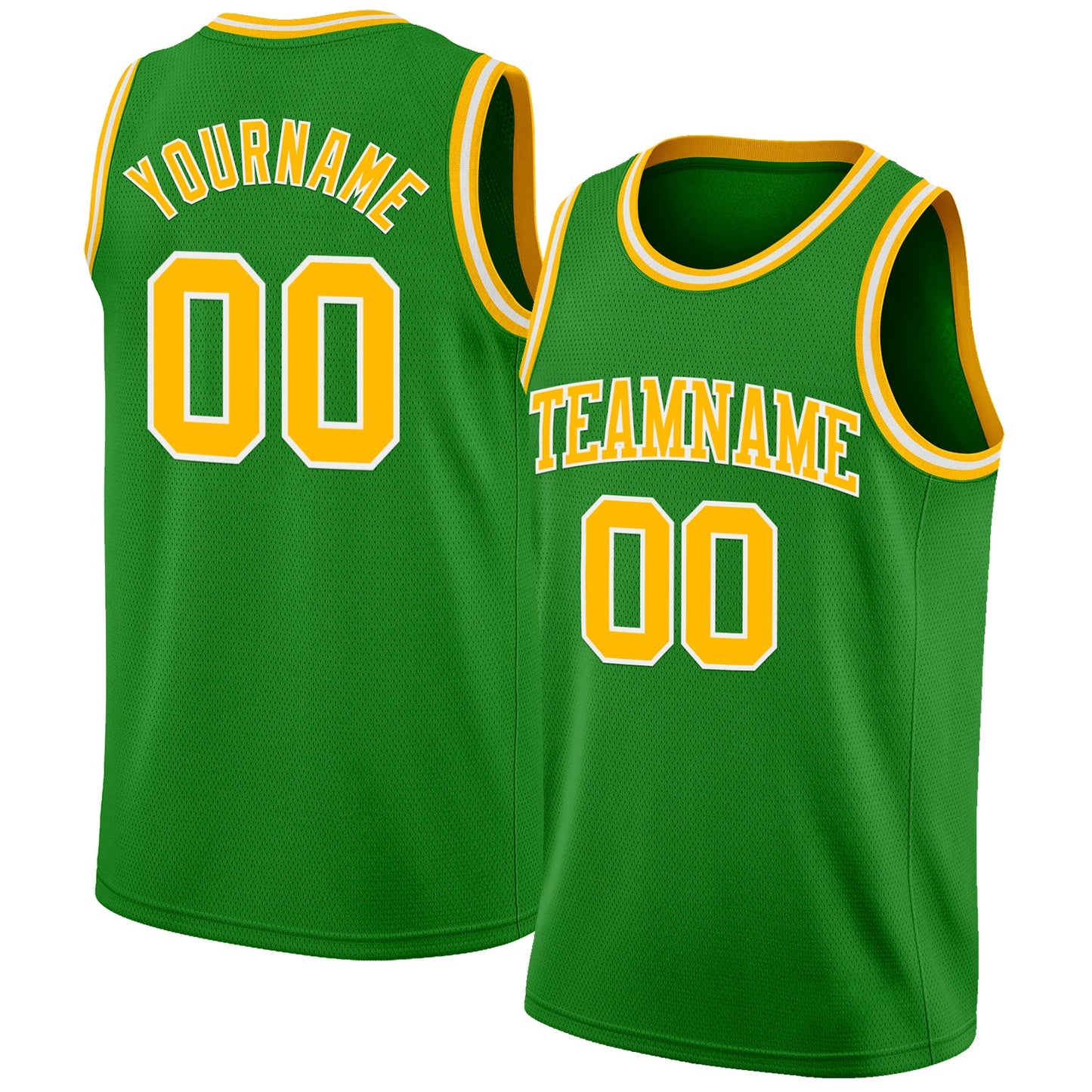 Custom Grass Green Gold-White Authentic Basketball Jersey - Main View