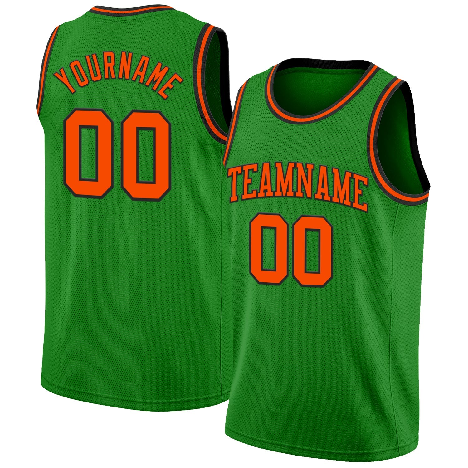 Custom Grass Green Orange-Black Authentic Basketball Jersey - Main View