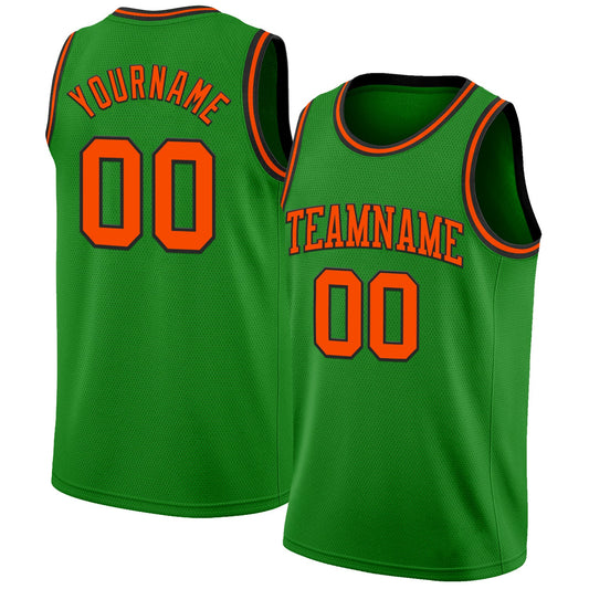Custom Grass Green Orange-Black Authentic Basketball Jersey - Main View