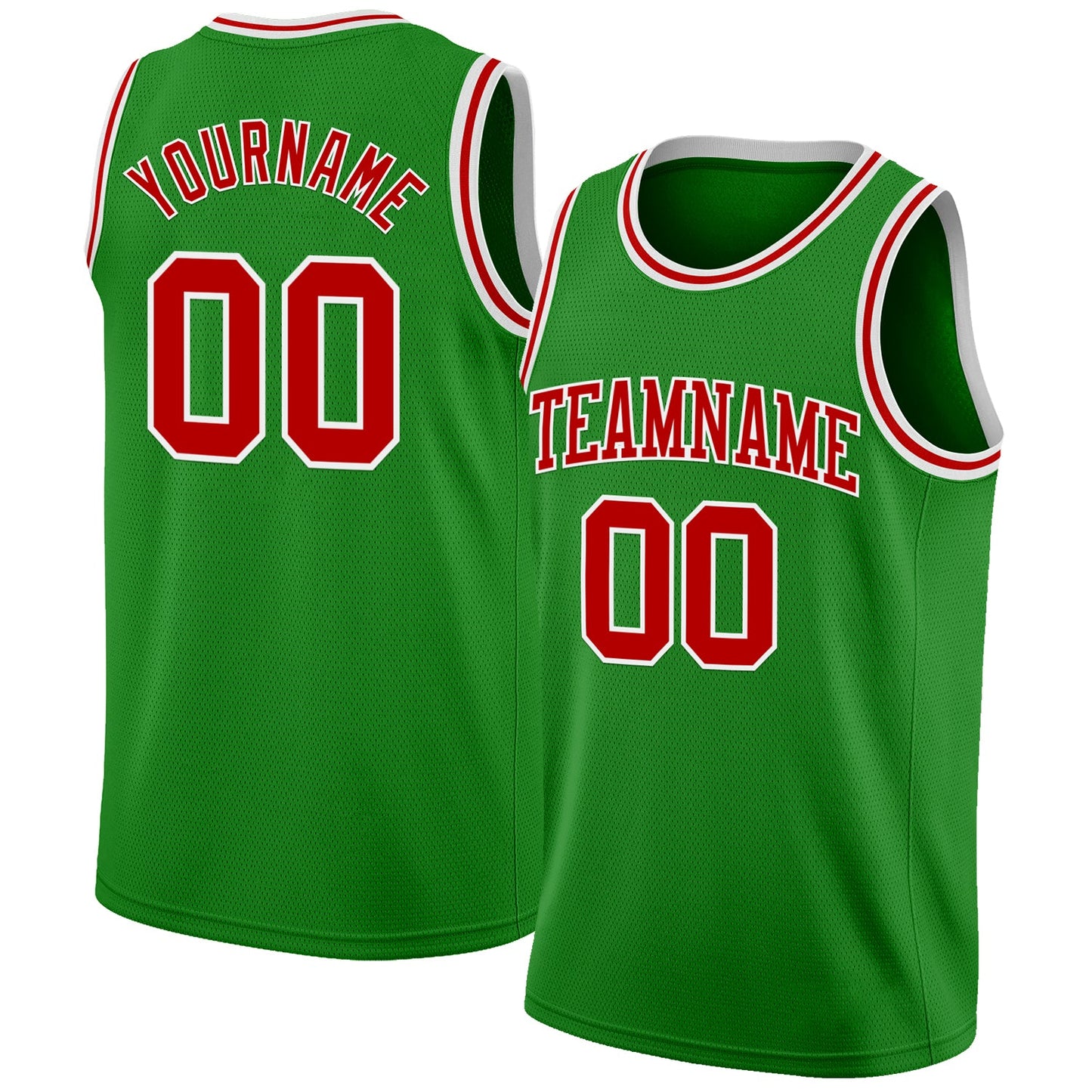 Custom Grass Green Red-White Authentic Basketball Jersey - Main View