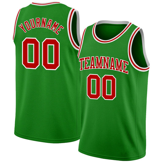 Custom Grass Green Red-White Authentic Basketball Jersey - Main View