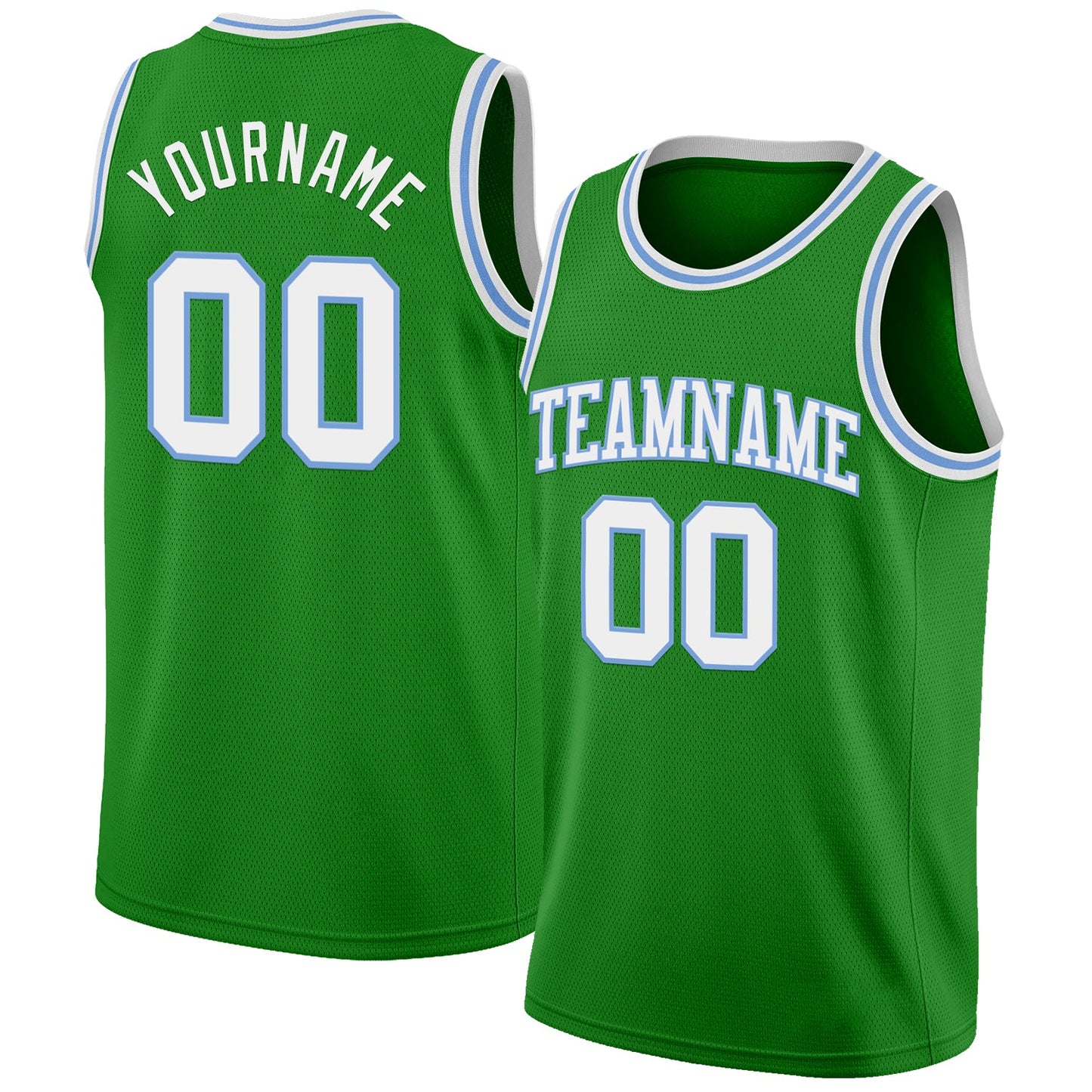 Custom Grass Green White-Light Blue Authentic Basketball Jersey - Main View
