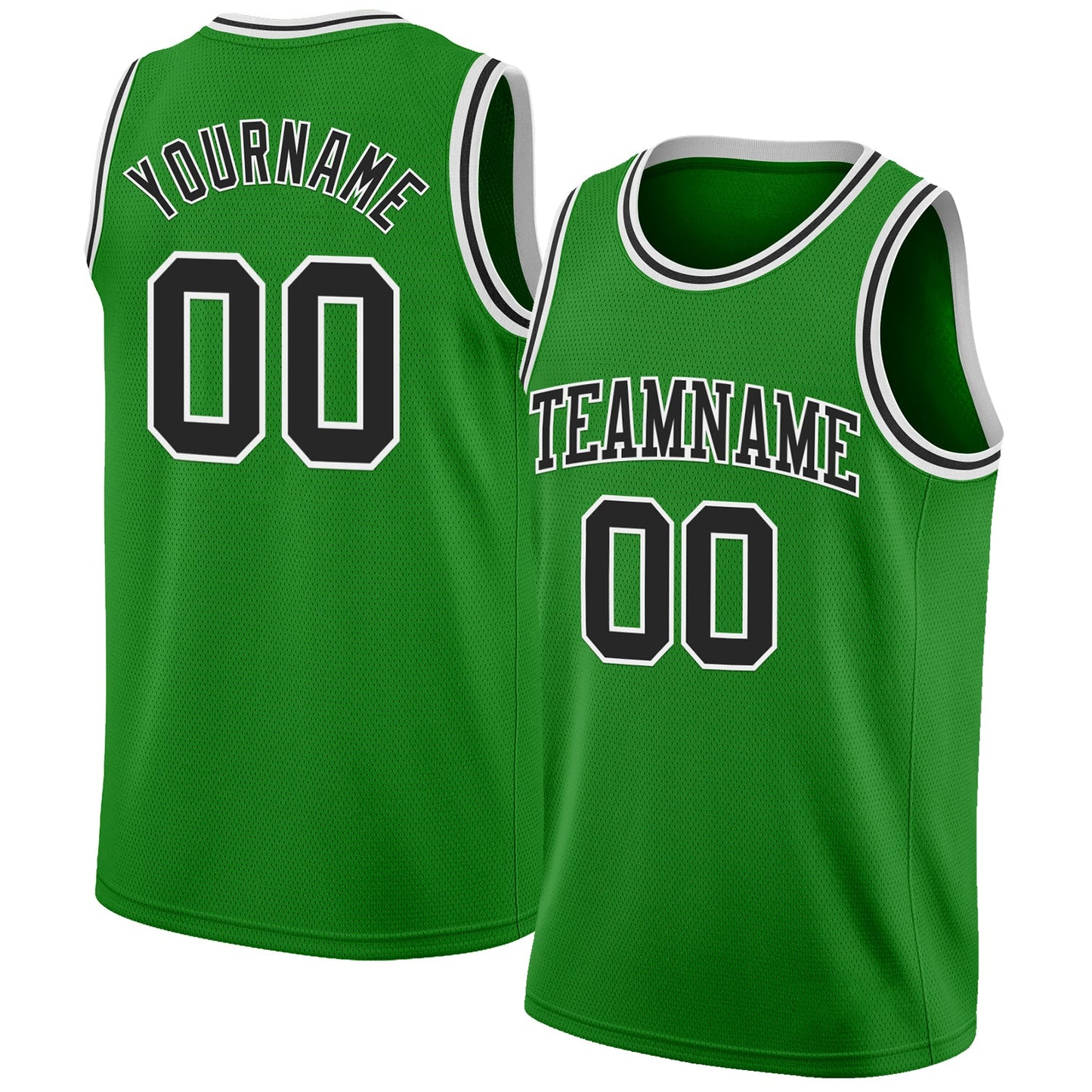 Custom Grass Green Black-White Authentic Basketball Jersey - Main View