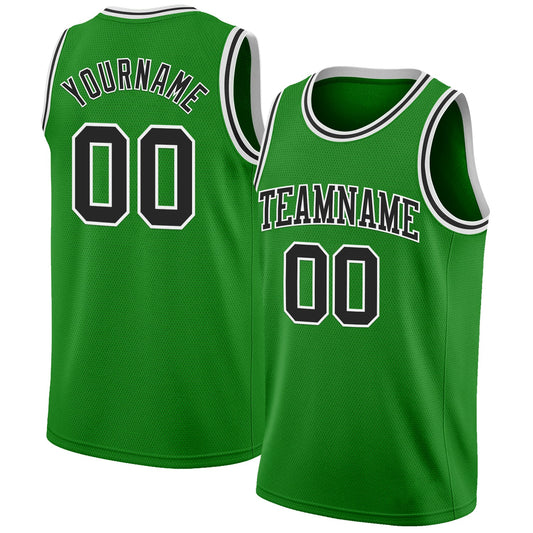 Custom Grass Green Black-White Authentic Basketball Jersey - Main View