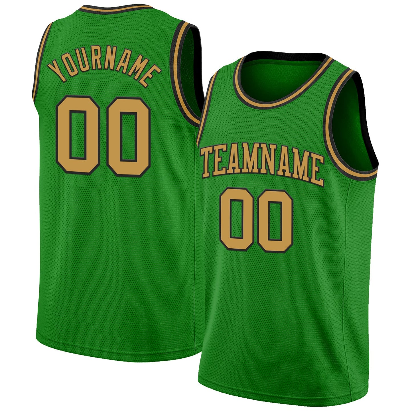 Custom Grass Green Old Gold-Black Authentic Basketball Jersey - Main View