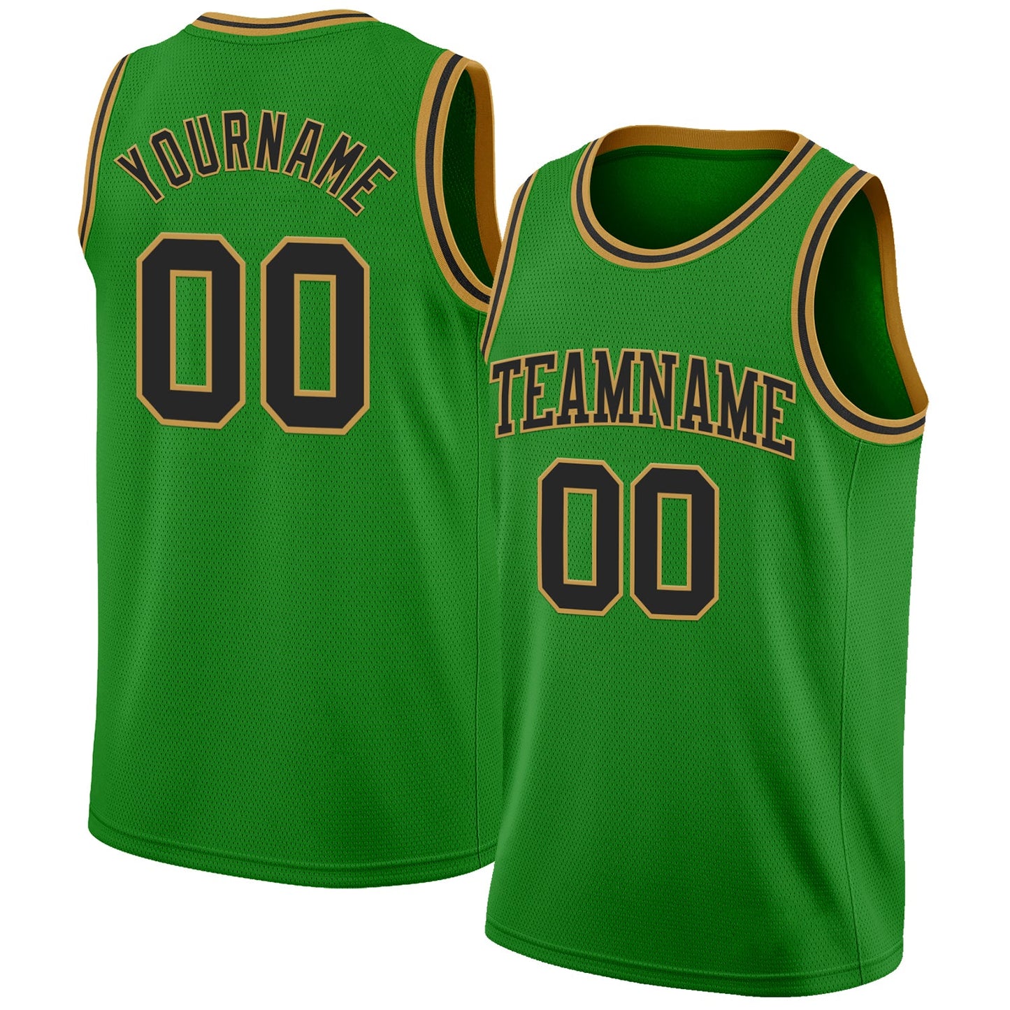 Custom Grass Green Black-Old Gold Authentic Basketball Jersey - Main View
