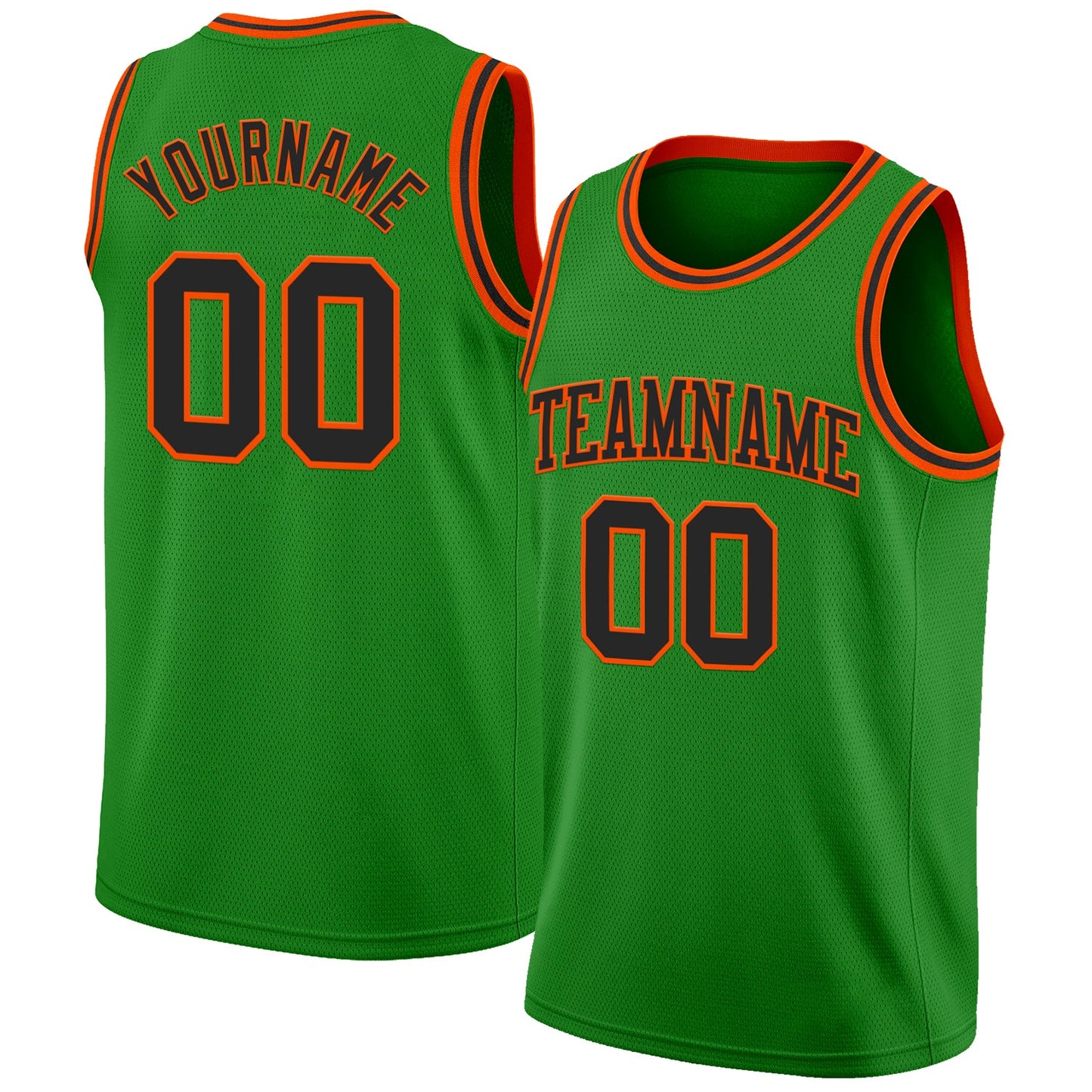 Custom Grass Green Black-Orange Authentic Basketball Jersey - Main View